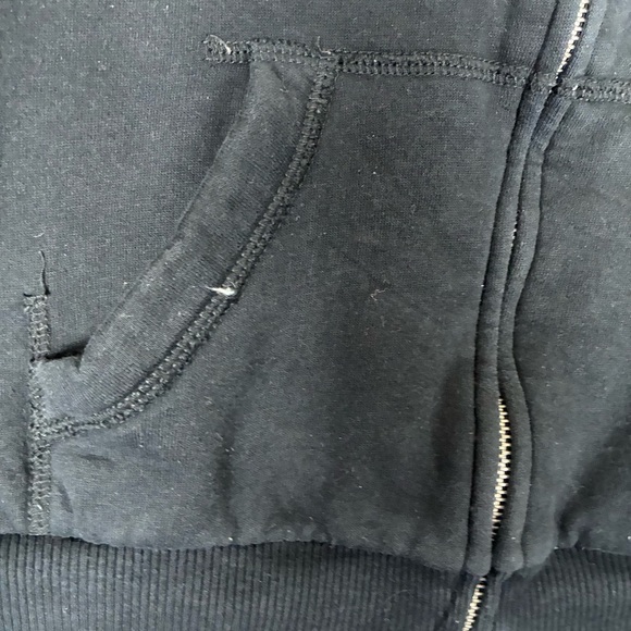 Hollister Blank Boxy Cropped Full Zip Sherpa Lined Hoodie Women’s Size L Black - Picture 7 of 8